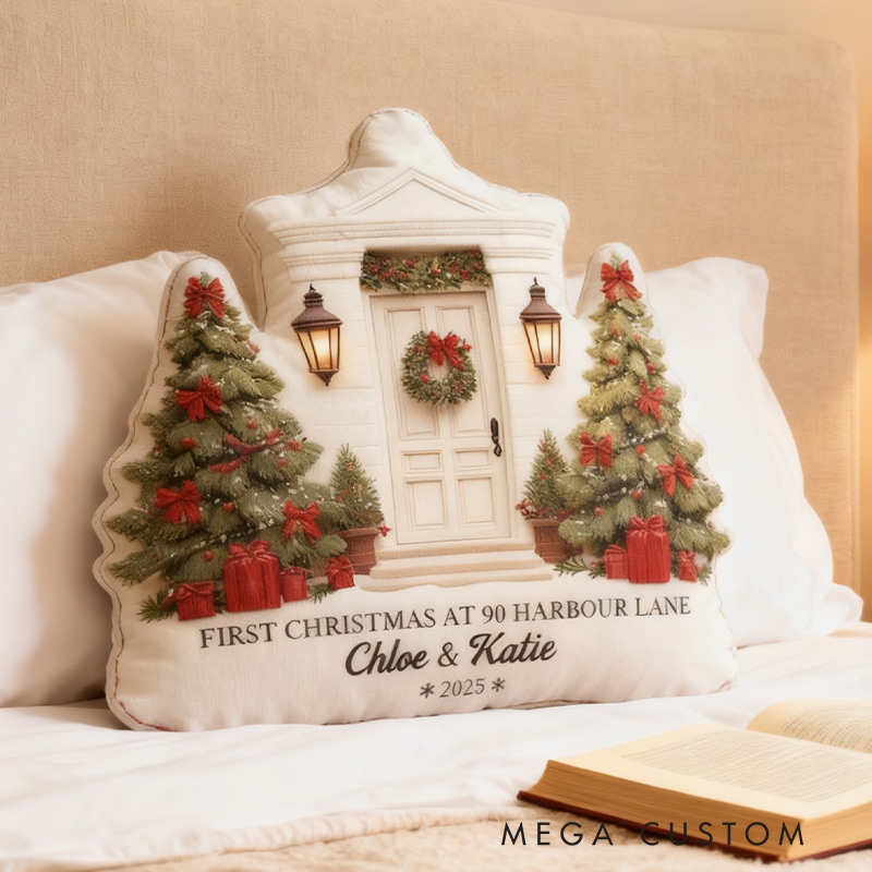 Personalized First Christmas New Home Throw Pillow First Home Pillow Custom House Address Pillow New Home Gift Christmas Gift Housewarming Gift
