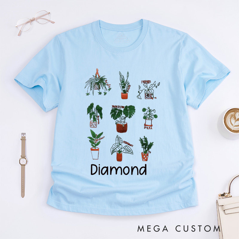 Personalized Plant Classic T-Shirts Plant Screen Printed T Shirt Plant Lover Shirt Gardening Lover Shirt for Gardener Gift Plant Lover Gift