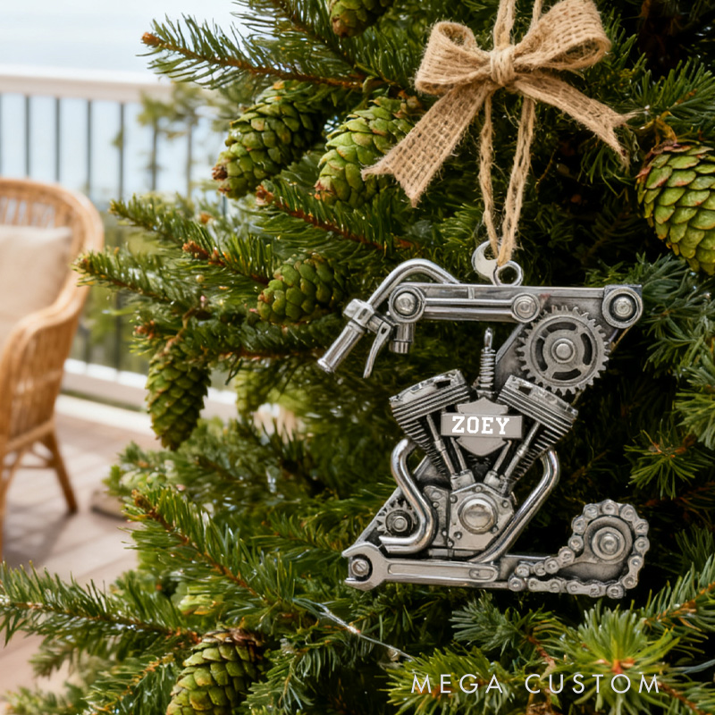Personalized Initial Letter Alphabet Christmas Ornament Custom Biker Cycling Mechanical  Christmas Decoration Cycling Ornament Holiday Xmas Gift for Cycling Biker Riding Lovers