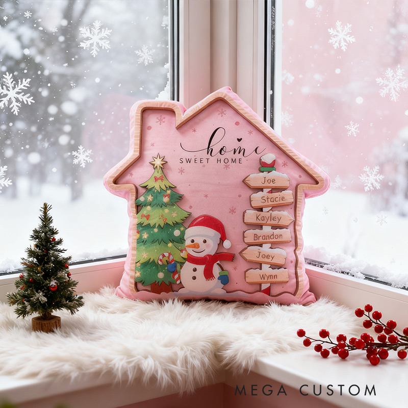 Personalized Family House 2025 Christmas Pillow Custom Family Name Christmas Holiday Throw Pillows Housewarming Gift