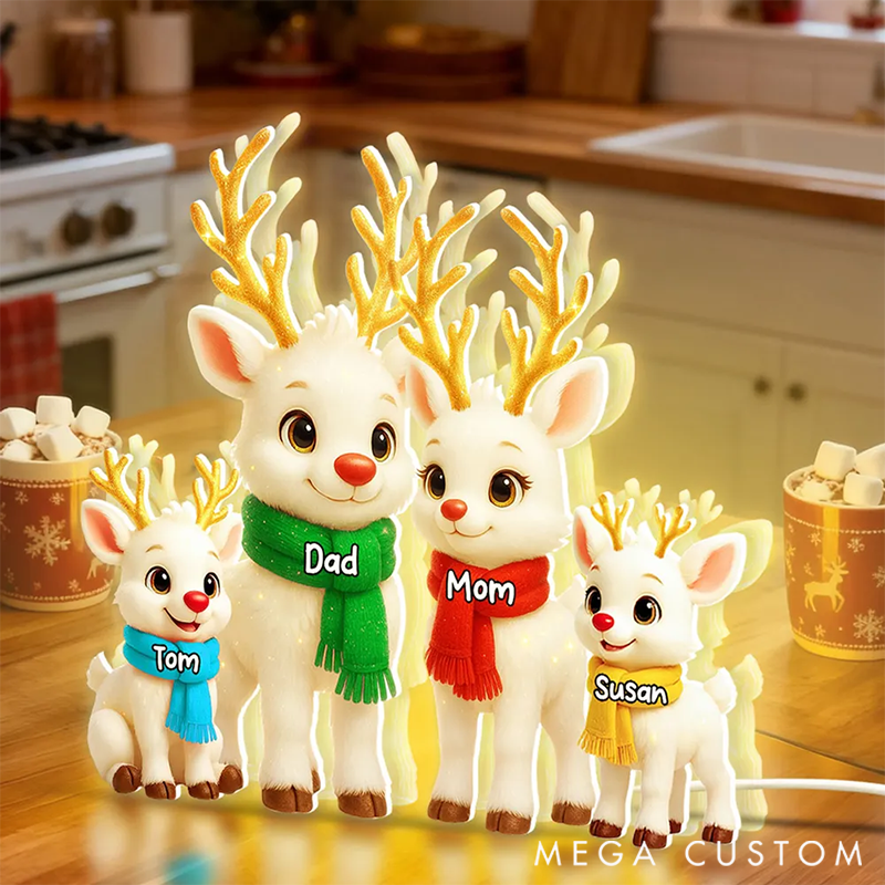 Personalized Festive Reindeer Family Members Light Box for Family