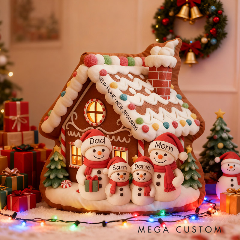 Personalized Family House Pillow Custom Family Name Christmas Holiday Throw Pillows Housewarming Gift