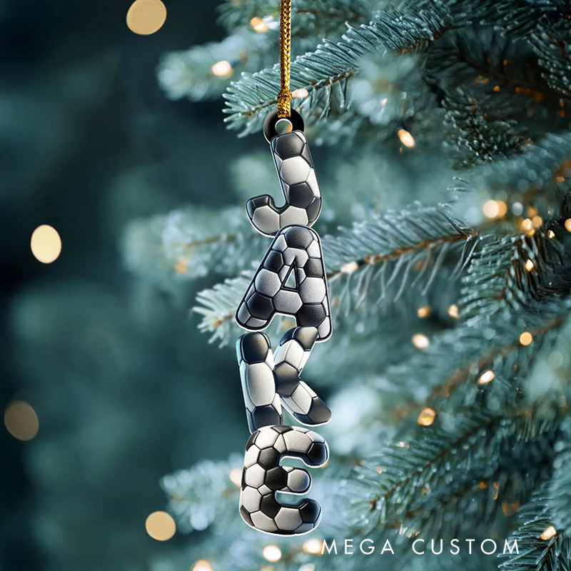 Personalized Soccer Acrylic Christmas Ornaments with Custom Name
