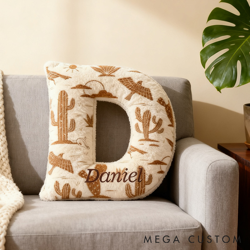 Personalized Desert Explorer Initial Pillow Graphic 3D Print Pillow for Travel Lovers