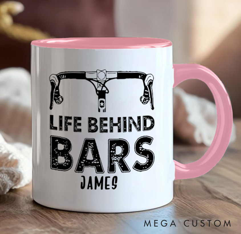 Personalized Life Behind Bars Mug Funny Biker Mugs Biker Gifts Cyclist Mug Women Cyclist Joke Bike Gift For Cyclistsfor Biker Cycling Riding Lovers