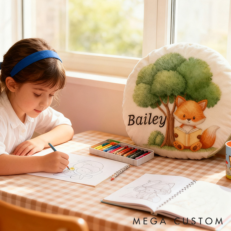 Personalized Forest Friends Reading Pillow Graphic 3D Print Gift for Reading Lovers