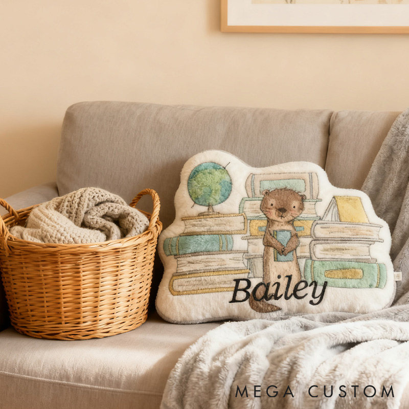 Personalized Library Critter Pillow Graphic 3D Print Gift for Reading Lovers