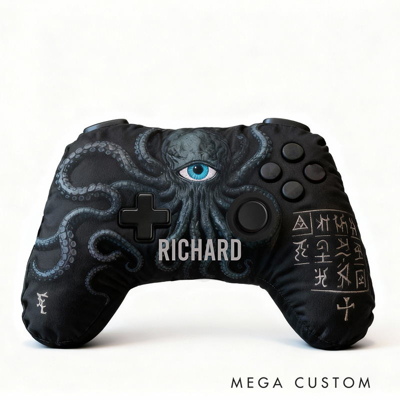Personalized Graphic 3D Print Mysterious Game Controller Shaped Pillow for Game Lovers Plush Pillow Christmas Gift for Kids