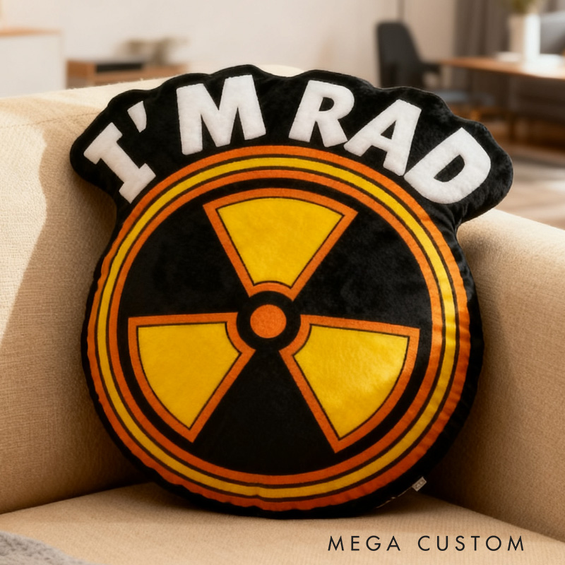 Personalized I'm Rad Pillow Funny Radiation Symbol Pillow Science Nerd Pillow Dark Humor Gift for Geeky Tech