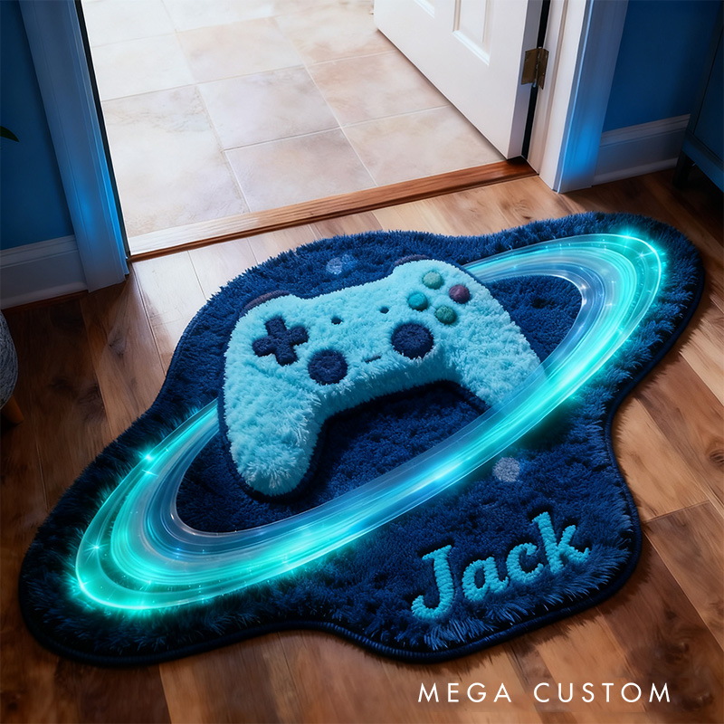 Personalized Graphic 3D Print Galaxy Controller Rug with Ring Effect for Gamer Game Lovers Gift for Kids