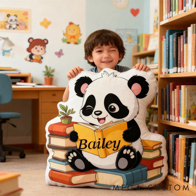 Personalized Cute Panda Pages Pillow Graphic 3D Print Gift for Reading Lovers