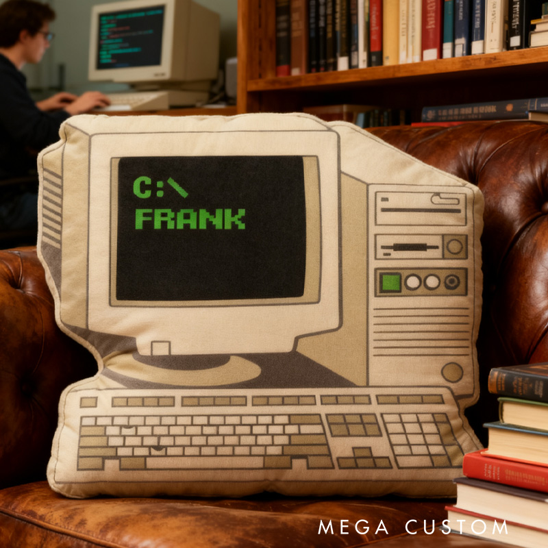 Personalized Retro Computer Pillow Funny IT Programmer Tech Pillow Humor Gift for Geek Nerd Lover