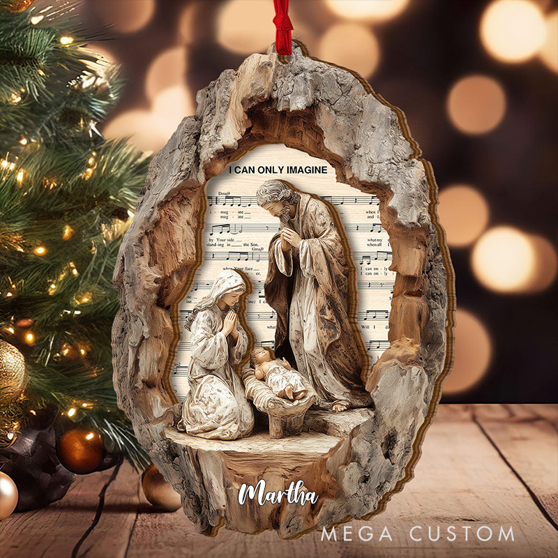 Personalized I Can Only Imagine Nativity Acrylic Ornament with Name Nativity Scene within Tree Hollow Ornament Baby Jesus Virgin Mary Joseph Xmas Gift