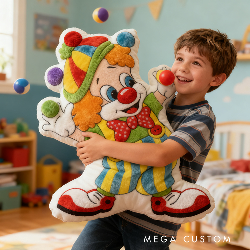 Personalized Colorful Cartoon Clown Christmas Gift Pillow Fun Circus Style with Vibrant Balloons Perfect for Kids' Room Decor