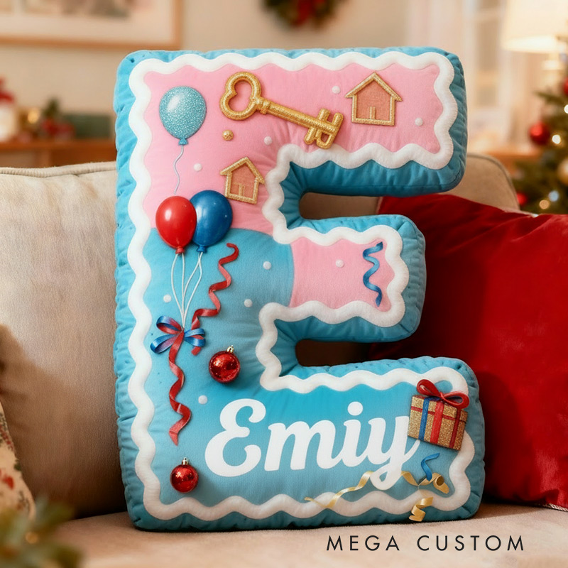 Personalized Initial Pillow Graphic 3D Print Custom Name Pillow Gift for Kids Family Housewarming Gift