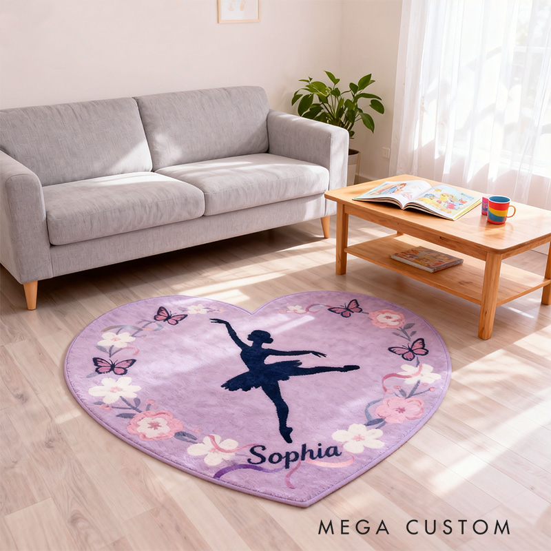 Personalized Heart Shape Ballet Dancer Rug for Dance Lovers Gift for Kids Christmas Gifts