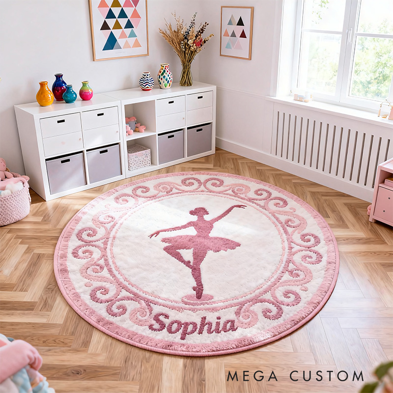 Personalized Art Decor Ballet Dancer Rug for Dance Lovers Gift for Kids Christmas Gifts