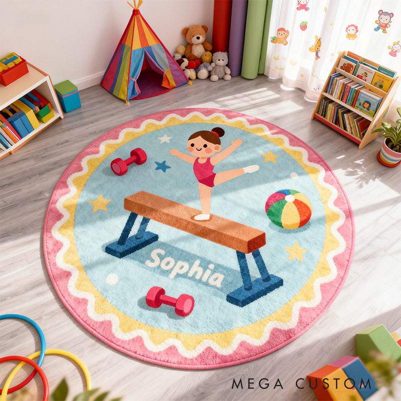 Personalized Gymnastic Girl Rug for Gymnastic Lovers Gift for Kids Christmas Gifts