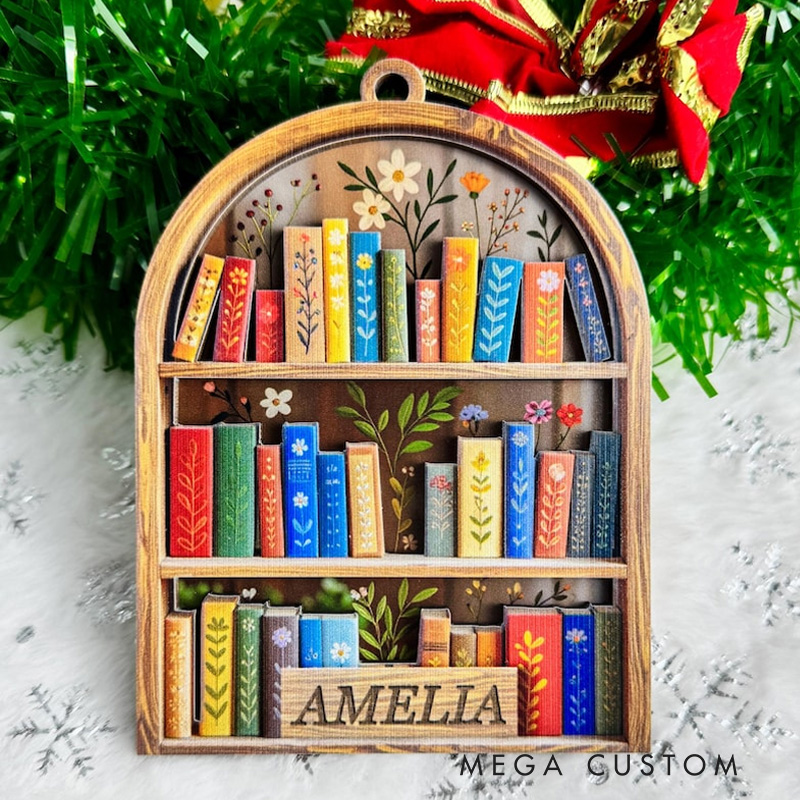 Personalized Christmas Book Ornament for Book Club 2D Acrylic with Name Bookshelf Decor 2025 Book Ornament Tree Decor for Readers