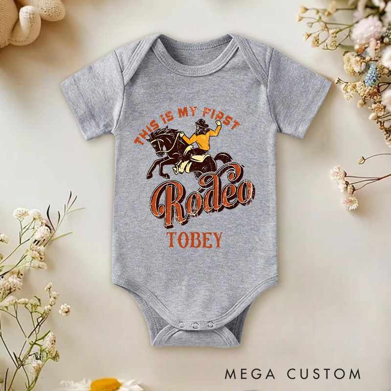 Personalized His Is My First Rodeo Baby Onesie Gifts for New Baby