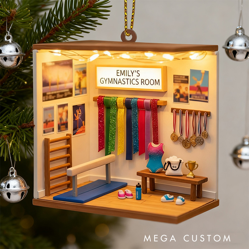 Personalized Gymnastic Room 2D Flat Acrylic Ornament for Gymnastic Lovers Ornament Christmas Gift for Kids