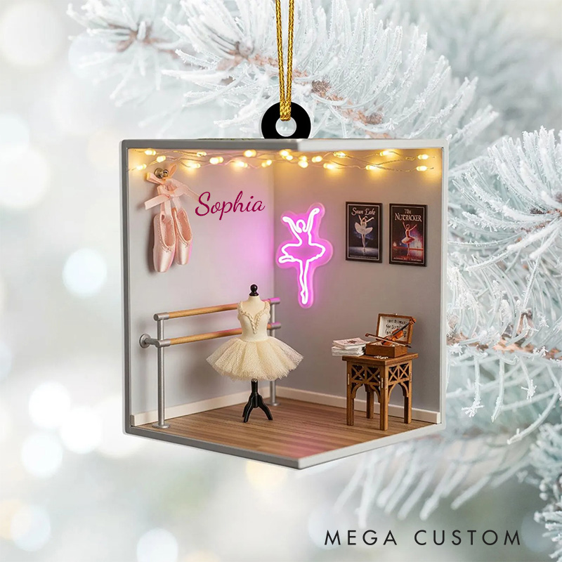 Personalized Ballerina Room 2D Flat Acrylic Ornament for Dance Lovers Ornament Christmas Gift for Kids