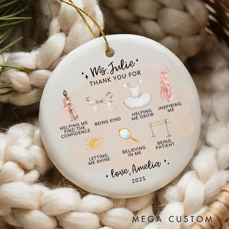 Personalized Dance Teacher Christmas Ceramic Ornament Dance Lovers Dance Coach Christmas Gift Dancer Xmas Gift Christmas Decor
