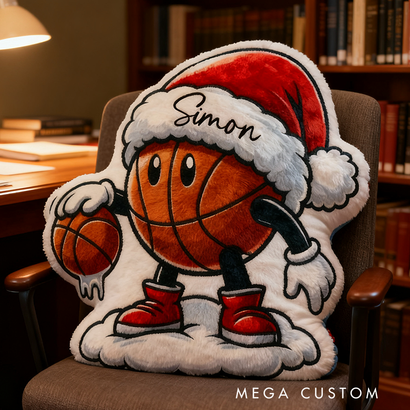 Personalized Christmas Basketball Pillow with Custom Name Design