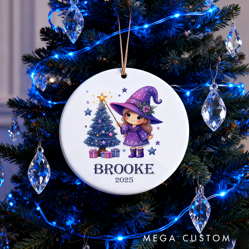 Personalized Wizard Christmas Ornament 2025 Magical Holiday Keepsake Girls and Boys Name Ornament