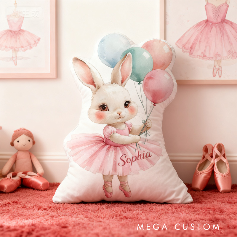 Personalized Cartoon Ballet Rabbit Shaped Pillow for Dance Lovers Pillow Christmas Gift for Kids