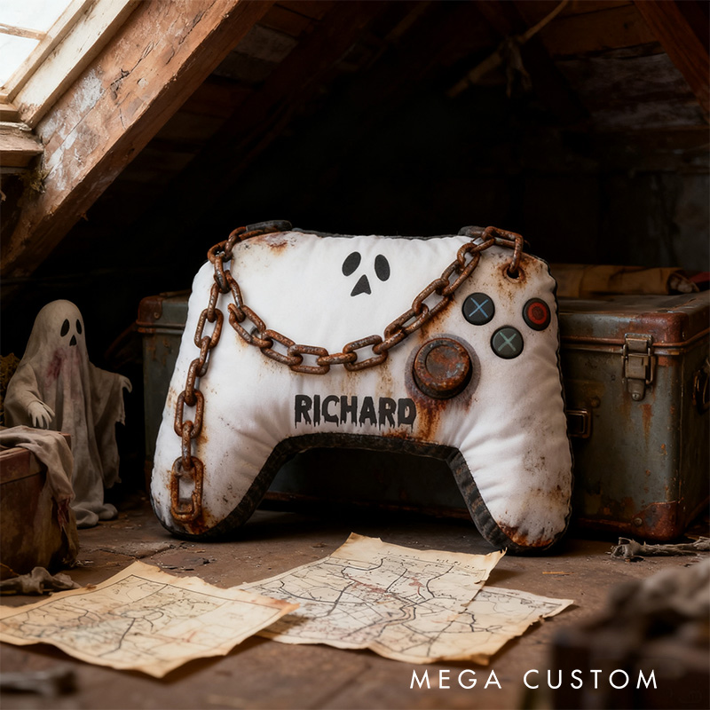 Personalized Graphic 3D Print Horror Game Ghost Controller Shaped Pillow for Game Lovers Plush Pillow Christmas Gift for Kids