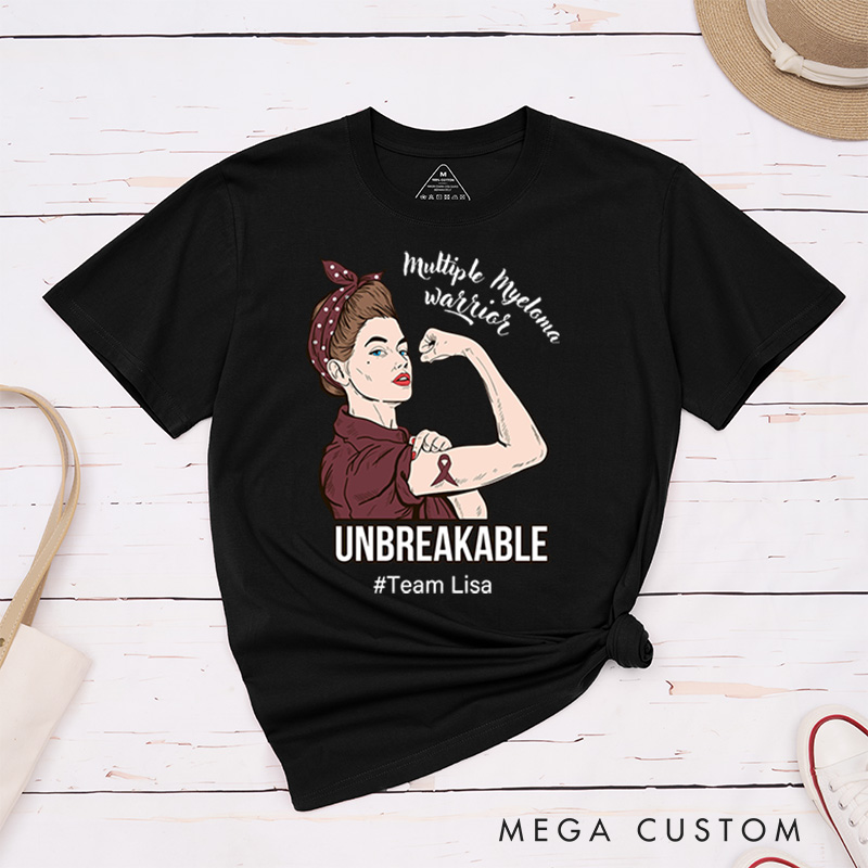 Personalized Multiple Myeloma Awareness Warrior Unbreakable T-Shirt