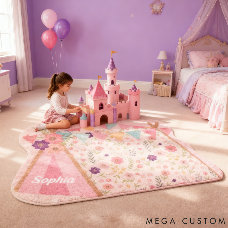 Personalized Kids Camping Rug Doormat Custom Floral Teepee Rug Children's Bedroom Rug Gifts for Kid