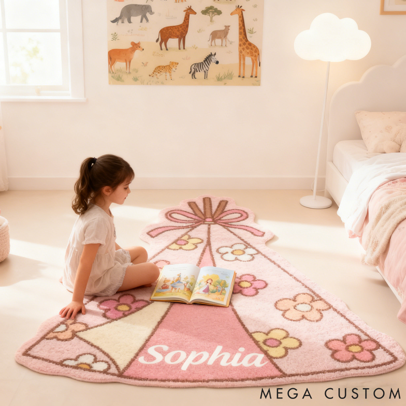 Personalized Camping Tent Floral Rug Whimsical Room Accent Kids Camping Rug Doormat Gifts for Kid