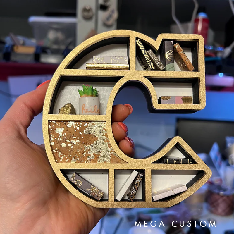 Personalized Alphabet Initial Book Lover Miniature Bookshelf Great Gift for Book Lover Author Teenager or Decor for Book Nook Librarian Gifts