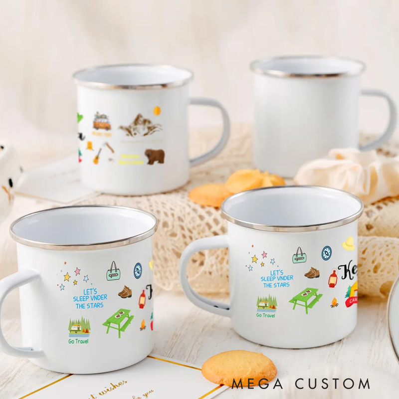  Personalized enamel mug for children to record their growth journey Custom Kids Camping Cup Camping Adventure Gift for Kids 