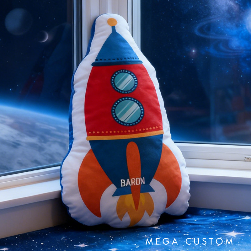 Personalized Space Rocket Pillow Rocket Clip Spaceship Planets Lover Pillow Gift for Kid