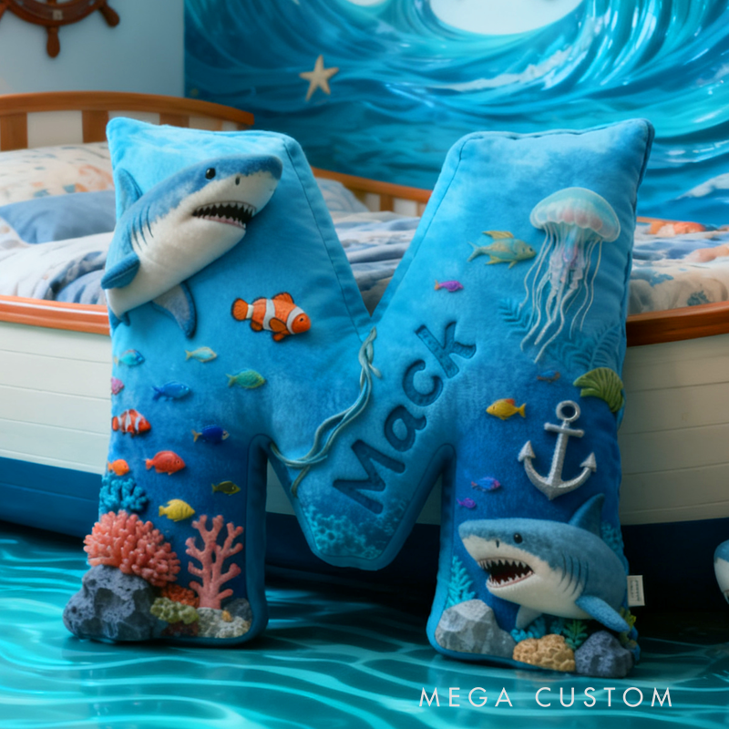 Personalized Ocean World with Name Graphic 3D Print Pillow Christmas Gift for Kids or Baby Birthday Gifts