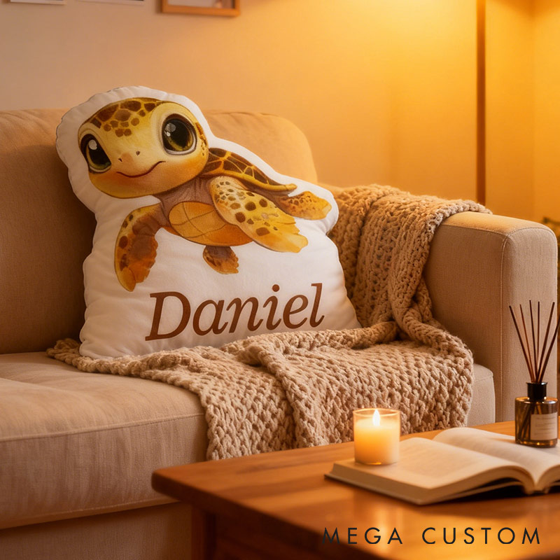 Personalized Yellow Voyage Turtle Pillow Graphic 3D Print Pillow for Travel Lovers