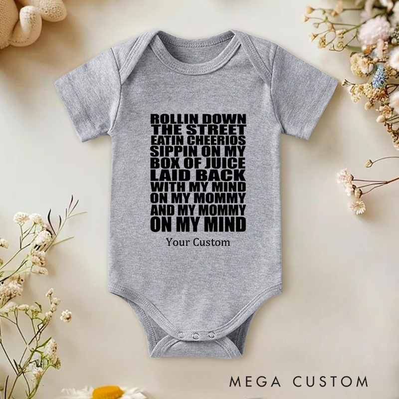 Personalized Rollin Down the Street Eatin Cheerios Fun and Playful Design for Parents and Kids with Humor Baby Onesie