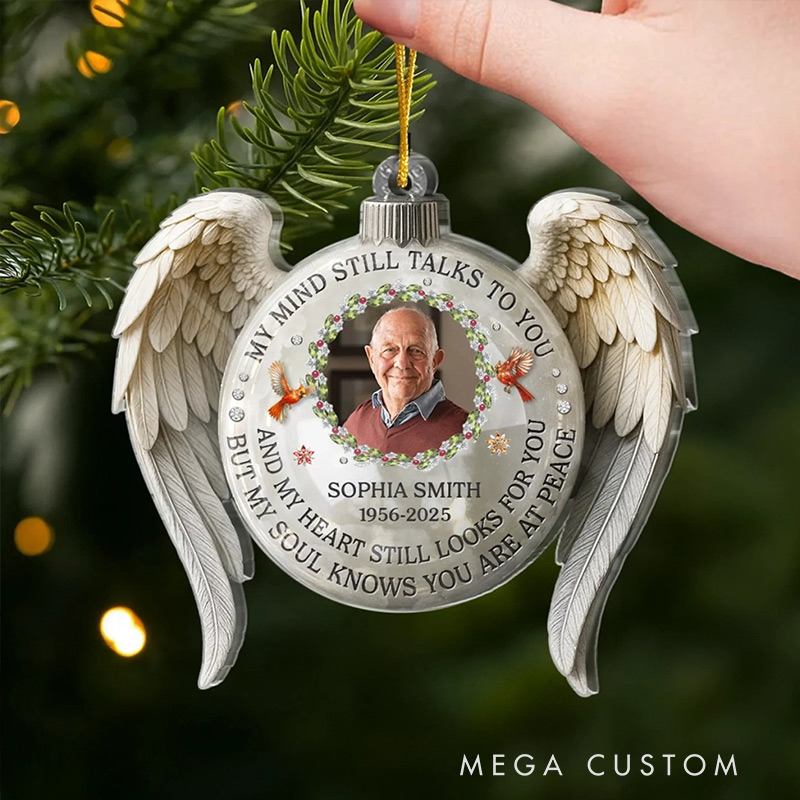 Personalized Photo Acrylic Ornament Custom Christmas Memorial Sympathy Gifts for Loss of Loved One Your Light Stays With Us Always