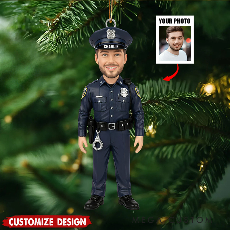 Personalized Proud To Be Police Officer Personalized Police Ornament Custom Face Christmas Gift For Policeman