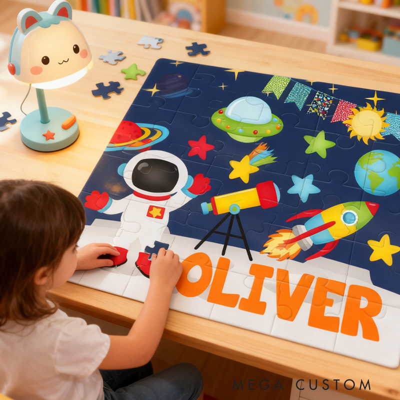 Personalized kid Astronaut Jigsaw Puzzle Outer Space Puzzle Space Theme Party Gifts for Kids 