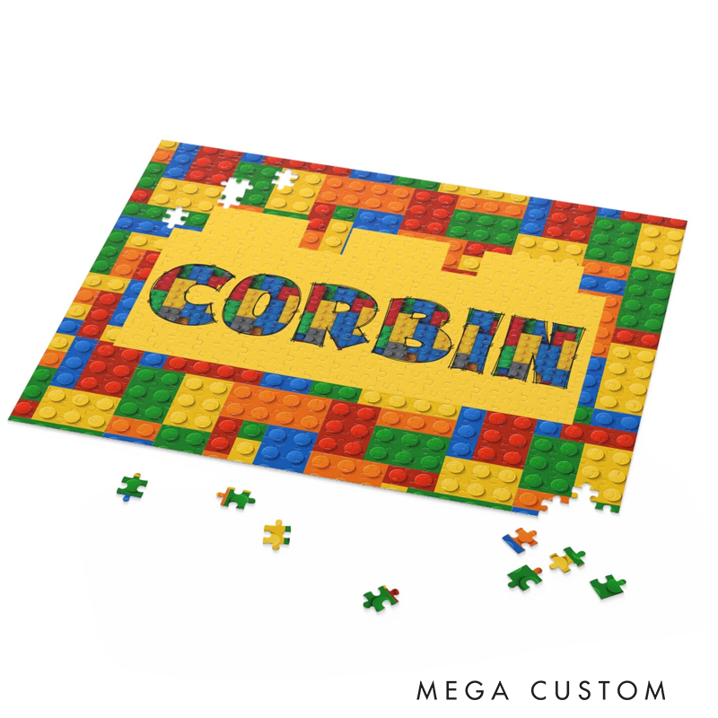 Personalized Building Block Puzzle Custom Name Gift for Kids Building Block Enthusiasts Gift