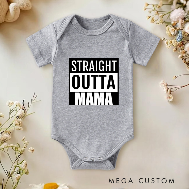 Personalized Straight Outta Mama Papa Celebrating Newborns Baby Onesie