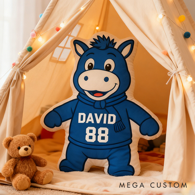 Personalized Sports Mascot Pillow Featuring Custom Name and Number for Kids and Football Fans