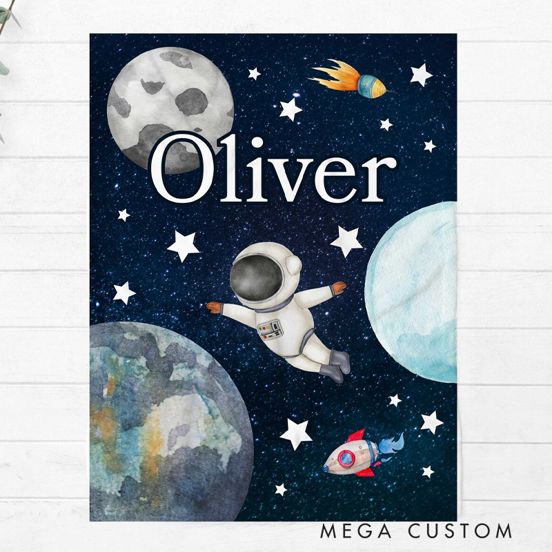Personalized Space kid Blanket Custom Name Space Enthusiast Blanket gift for kid Astronomy Lovers