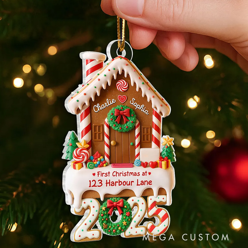 Personalized First Christmas At Our Home Ornament Custom Acrylic Ornament Housewarming Christmas Gift for Couple Family