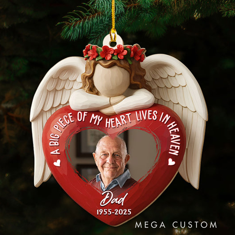Personalized Wood Ornament A Big Piece Of My Heart Sympathy Gift for Loss of Loved One 