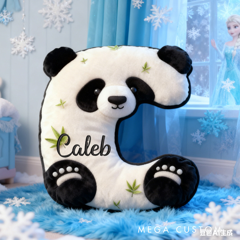 Personalized Panda Alphabet Throw Pillow Travel in Sichuan Panda Letter Pillow with Name for Kids Girl Boy Traveler Christmas Gifts Loving Room Decor